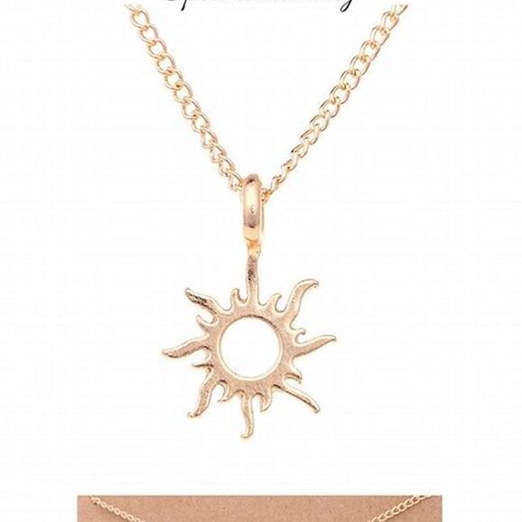 GOLD PLATED SUN PENDANT NECKLACE WITH INSPIRATION CARD - Picture 5 of 13